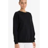 Defacto F9628AXBK81 Siyah Oversize Geniş Kalıp Bisiklet Yaka Basic Düz Kalın Sweatshirt