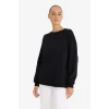 Defacto F9628AXBK81 Siyah Oversize Geniş Kalıp Bisiklet Yaka Basic Düz Kalın Sweatshirt