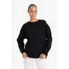Defacto F9628AXBK81 Siyah Oversize Geniş Kalıp Bisiklet Yaka Basic Düz Kalın Sweatshirt