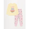 LCW Kids Sarı Bisiklet Yaka Baskılı Uzun Kollu Kız Çocuk Pijama Takımı