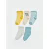 LCW baby Sarı Çizgili Erkek Bebek Soket Çorap 5li