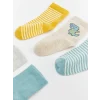 LCW baby Sarı Çizgili Erkek Bebek Soket Çorap 5li