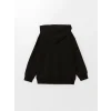 LCW Kids Siyah Kapüşonlu Baskılı Uzun Kollu Erkek Çocuk Fermuarlı Sweatshirt