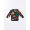 LCW Kids Antrasit Bisiklet Yaka Baskılı Erkek Çocuk Sweatshirt