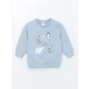 LCW baby Mavi Bisiklet Yaka Baskılı Erkek Bebek Sweatshirt ve Eşofman Alt 2li Takım