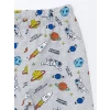 LCW Kids Mavi Bisiklet Yaka Baskılı Uzun Kollu Erkek Çocuk Pijama Takımı