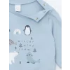 LCW baby Mavi Bisiklet Yaka Baskılı Erkek Bebek Sweatshirt ve Eşofman Alt 2li Takım