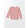 LCW Kids Pembe Bisiklet Yaka Uzun Kollu Baskılı Kız Çocuk Tişört