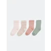 LCW baby Pembe Çizgili Kız Bebek Soket Çorap 4lü
