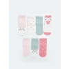 LCW baby Pembe Baskılı Kız Bebek Soket Çorap 7li