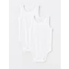 LCW baby Ekru Bisiklet Yaka Basic Kız Bebek Çıtçıtlı Bodysuit 2li