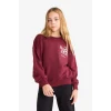 Defacto F3199A8BR115 Bordo Kız Çocuk Looney Tunes Oversize Geniş Kalıp Bisiklet Yaka Sweatshirt