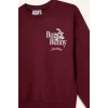 Defacto F3199A8BR115 Bordo Kız Çocuk Looney Tunes Oversize Geniş Kalıp Bisiklet Yaka Sweatshirt