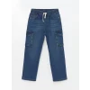 LCW Kids İndigo Beli Lastikli Erkek Çocuk Kargo Jean Pantolon