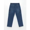LCW Kids İndigo Beli Lastikli Erkek Çocuk Kargo Jean Pantolon