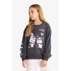 Defacto F1095A8AR220 Antrasit Kız Çocuk Kuromi Oversize Geniş Kalıp Bisiklet Yaka Sweatshirt