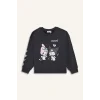 Defacto F1095A8AR220 Antrasit Kız Çocuk Kuromi Oversize Geniş Kalıp Bisiklet Yaka Sweatshirt