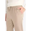 Defacto Y2651AZBG773 Bej Jogger Fit Beli Bağcıklı Lastikli Esnek Kumaş Cepli Duble Paça Pantolon