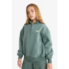 Defacto F8401A8GN758 Yeşil Kız Çocuk 2li Takım Baskılı Yarım Fermuarlı Sweatshirt Geniş Paça Eşofman Altı