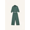 Defacto F8401A8GN758 Yeşil Kız Çocuk 2li Takım Baskılı Yarım Fermuarlı Sweatshirt Geniş Paça Eşofman Altı