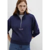 Mavi 1S10501-80729 Yarı Fermuarlı Sırt Baskılı Lacivert Sweatshirt
