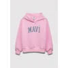 Mavi 7610035-70973 Mavi Logo Baskılı Kapüşonlu Pembe Sweatshirt