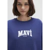 Mavi 1S10372-70498 Mavi Logo Baskılı Lacivert Sweatshirt