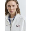 Mavi 1S10373-70057 Mavi Logo Baskılı Yarı Fermuarlı Ekru Sweatshirt