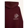 Defacto G0181AXBR98 Bordo Coool Overshirt Fit Kapüşonlu Baskılı Kalın Kumaş Sweatshirt