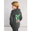 LCW Kids Antrasit Kapüşonlu Minecraft Baskılı Erkek Çocuk Fermuarlı Sweatshirt