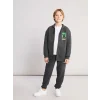 LCW Kids Antrasit Kapüşonlu Minecraft Baskılı Erkek Çocuk Fermuarlı Sweatshirt