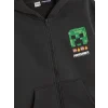 LCW Kids Antrasit Kapüşonlu Minecraft Baskılı Erkek Çocuk Fermuarlı Sweatshirt