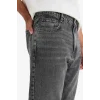 Defacto F2981AXNM55 Gri %100 Pamuk 90s Slim Fit Dar Kalıp Yüksek Bel Dar Paça Jean Pantolon