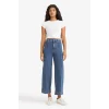 Defacto E9160AXNM28 Mavi Culotte Yüksek Bel Crop Fit Crop Jean Kar Yıkamalı Pantolon