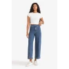 Defacto E9160AXNM28 Mavi Culotte Yüksek Bel Crop Fit Crop Jean Kar Yıkamalı Pantolon