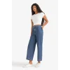 Defacto E9160AXNM28 Mavi Culotte Yüksek Bel Crop Fit Crop Jean Kar Yıkamalı Pantolon