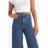 Defacto E9160AXNM28 Mavi Culotte Yüksek Bel Crop Fit Crop Jean Kar Yıkamalı Pantolon