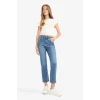 Defacto G2217AXNM28 Mavi Crop Flare Fit Düşük Bel Bilek Boy Jean Yıkamalı Pantolon