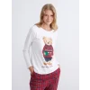 LCW DREAM Bordo Ayı Teddy Baskılı Kadın Pijama Takımı
