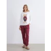 LCW DREAM Bordo Ayı Teddy Baskılı Kadın Pijama Takımı