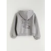 LCW Kids Gri Kapüşonlu Kız Çocuk Fermuarlı Sweatshirt