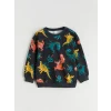 LCW Kids Antrasit Dinozor Baskılı Erkek Çocuk Sweatshirt