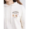 XSIDE Bej Baskılı Oversize Kadın Kalın Hoodie