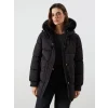 LCW Vision Siyah Kürklü Kapüşonlu Kadın Şişme Mont