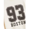 XSIDE Bej Boston Baskılı Oversize Kadın Kalın Sweatshirt