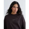 LCW Modest Kahverengi Paris Nakışlı Kadın Sweatshirt Tunik