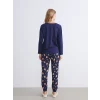 LCW DREAM Lacivert Kurabiye Adam Baskılı Kadın Pijama Takımı