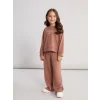 LCW Kids Kahverengi Bisiklet Yaka Kız Çocuk Sweatshirt ve Eşofman Altı