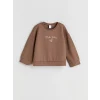 LCW Kids Kahverengi Bisiklet Yaka Kız Çocuk Sweatshirt ve Eşofman Altı
