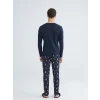 LC WAIKIKI Lacivert Standart Kalıp Yılbaşı Temalı Erkek Pijama Takımı